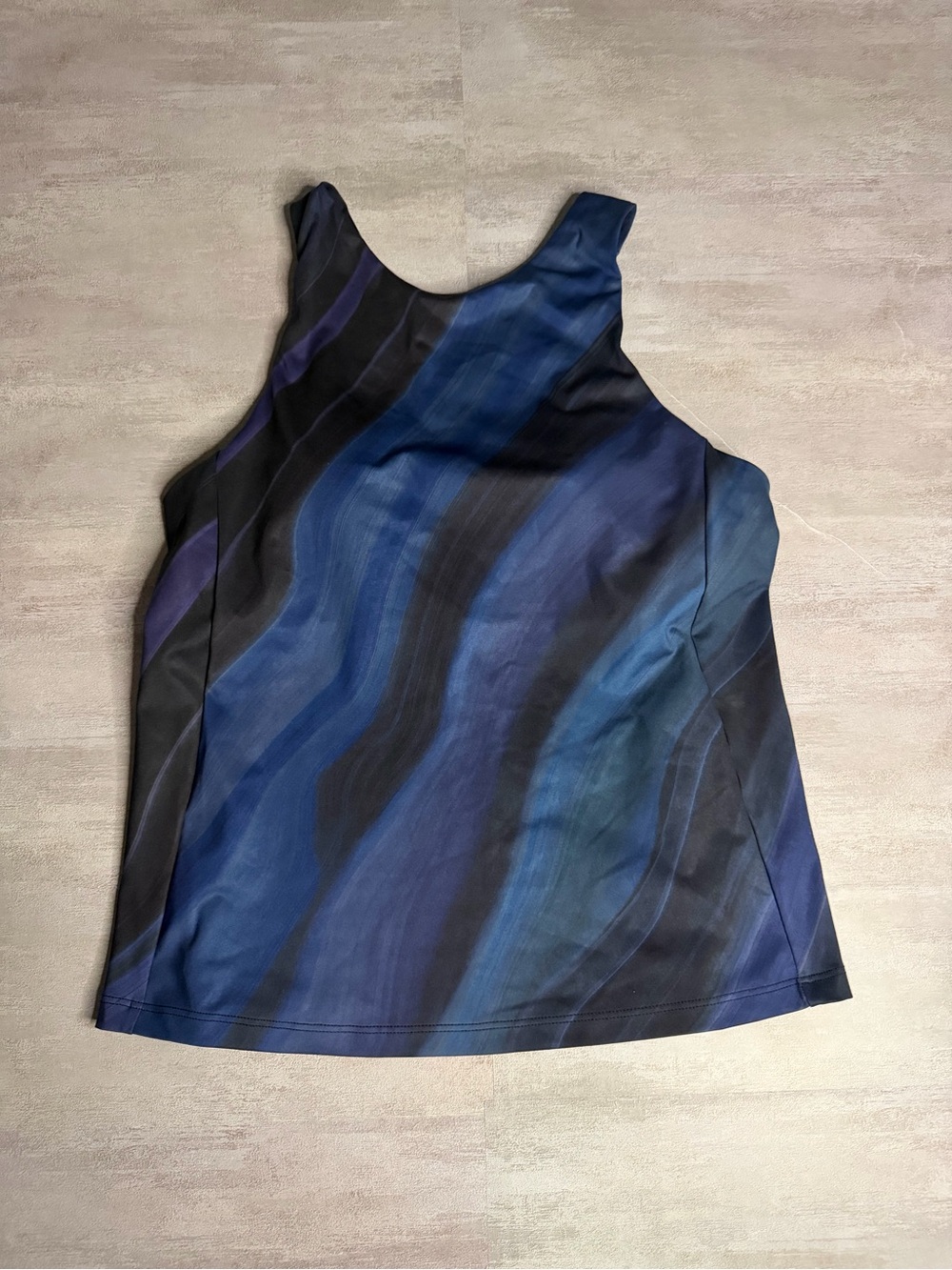 Athleta Blue and Black Wave-Print Performance Tank
